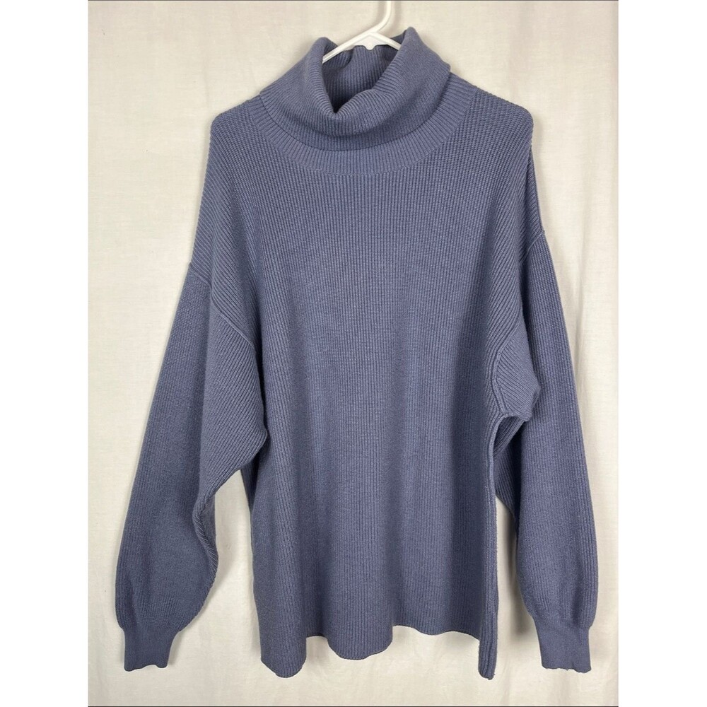 Free People Softly Structured Tunic Blue Deep Jade Turtleneck Sweater